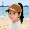 Sombreros para Niños, Sombreros de Sol para Niñas con Cola de Caballo, Sombreros Versátiles de Color Sólido, Gorras de Béisbol de Verano con Protección Solar de Parte Superior Abierta, Sombreros de Sol