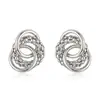 Pendientes de Aro Geométricos Entrelazados de Aguja Plateada Moda Transfronteriza Europea y Americana Pendientes de Venta Caliente Elegantes Simples Versátiles de Nicho
