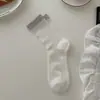 Calcetines para Mujer para Primavera y Otoño, Transpirables, Estilo Coreano, Versátiles, Sin Costuras, Bloques de Color, Calcetines de Media Pantorrilla, Calcetines de Media Pantorrilla Calados, Calcetines Caídos, Calcetines de Algodón Zhuji