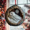 Ornamentos Animais de Buraco de Árvore de Acrílico Novos Transfronteiriços Pingentes para Árvore de Natal Decorações Penduradas de Ouriço e Guaxinim Impressos em Plano