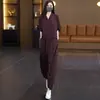 Traje casual y de moda de Tencel para mujer, conjunto elegante de verano talla grande para mamá, conjunto de dos piezas de pantalones harén holgados de media manga