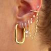 Pendientes de cadena de gran venta transfronteriza con borlas, clip para la oreja de una pieza, joyería vintage con hebilla de oreja incrustada de diamantes, pendientes largos de nicho europeos y americanos