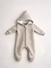 2026 Pelele con Capucha y Cremallera para Bebé Estilo Coreano Otoño Invierno Color Sólido Calentito Mono Ropa Casual para Salir de Bebé