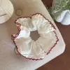 Elástico de Cabelo de Renda de Alta Qualidade com Renda em Camada Dupla, Deslumbrante Scrunchie Romântico Francês com Recortes
