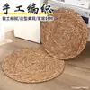 Novo Estilo Jogo Americano de Palha Tecido à Mão Pad Isolante Térmico para Xícara de Chá Mesa de Jantar Mesa de Chá Redonda Jogo de Palha para Tigela Venda por Atacado