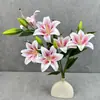 Decoración de Boda Mei Bao Arreglo Floral Artificial de Lirio de 6 Cabezas para Decoración de Mesa de Hogar y Hotel Flores Falsas