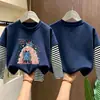 Camiseta de manga larga para niña, nuevo estilo primavera/otoño 2026, base infantil moderna y linda, conjunto de otoño de algodón puro, top tipo dos piezas