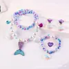 Colar de Pérolas de Sereia Infantil para Meninas Acessórios de Princesa para Bebês Conjunto de Cinco Peças Presente de Feriado Joias Transfronteiriças Atacado