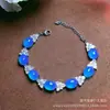 Pulsera de Moda Nueva con Incrustaciones de Calcedonia Rosa Hielo Chapada en Plata al por Mayor Ágata Blanca Versátil Pulsera de Jade Joyería Regalo