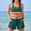 Novo maiô de duas peças para mulheres, sexy e conservador, modelador, estilo esportivo, color-blocking, design de comércio exterior europeu e americano, moda praia Amazon