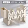 Soporte de Libro Retráctil Soporte de Libro de Escritorio Estante de Almacenamiento de Libros con Portalápices Pinza para Libros Metal Engrosado Plegable
