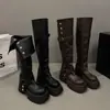 Botas de mujer con suela gruesa desmontable, botas de tacón apilado estilo otoño nuevo, botas Martin para aumentar la altura para mujeres menudas, botas altas adelgazantes