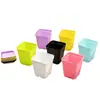 Vaso de flor para suculenta mini, vaso quadrado pequeno preto de plástico espesso para mudas, vaso de flor quadrado de resina em cores de doce, entrega direta do fabricante