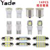 Yade juego de bombillas LED para coche 14 piezas T10 indicador luz de posición doble punta luz de lectura luz de matrícula 1156 señal de giro
