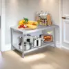 Acero Inoxidable 304 Mesa de Trabajo Cocina Comercial Corte de Verduras Hueso Tienda de Té con Leche Mesa de Operación 08 Estante de Embalaje de Doble Capa