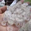 Jalea de Lichi Hielo Natural Ágata Blanca Calcedonia Anillo Corredizo DIY Pulsera Circular de Jade con Cuentas Anillo de Presión Accesorios
