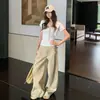 Chic de estilo coreano dulce y picante para chica, versátil, manga abullonada, imitación de dos piezas, top ajustado, nuevo diseño de verano 2026