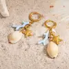 Pendientes Transfronterizos de Acero Inoxidable Nuevo Estilo, Personalizados y de Moda Estilo Océano Coral Caracola Estrella de Mar Chapados en Oro de 18K Impermeables