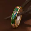 Rei Veado Dourado 999 Prata Pura Banhado a Ouro Esmalte Novo Estilo Chinês Luxuoso Lótus Pulseira da Sorte para Mulheres Novo Modelo