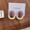 Pendientes de Resina con Bloques de Color, Diseño Minimalista Personalizado Estilo Coreano para Mujer, Pendientes de Aro Redondos Geométricos Elegantes y Lujosos