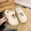 Fufu de leche Birkenstock zapatos peludos estilo bosque para mujer ropa exterior invierno 2026 estilo nuevo atmósfera más terciopelo puntera cerrada zapatillas de media algodón