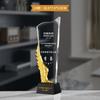 Trofeo de metal de cristal personalizado, excelente recuerdo para el personal, letras gratis, tarjeta de premio de honor para la reunión anual de la empresa personalizada