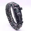 Equipamento Esportivo para Caminhada e Montanhismo ao Ar Livre Pulseira Trançada de Paracord de Sete Fios Multifuncional Pulseira com Apito de Sobrevivência e Pederneira
