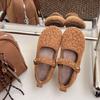 Zapatos Planos de Algodón Gris Personalizados de Cruce de Fronteras para Otoño e Invierno con Terciopelo para Mantener el Calor y la Comodidad Zapatos Mary Jane Retro Franceses de Celebridad de Internet
