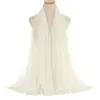 Novo Lenço de Cabeça de Chiffon com Pérolas e Strass para Mulheres, Lenço Longo com Corrente para Sorteio, Lenço Longo, Xale YS010