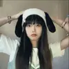 Estilo japonés celebridad de internet dulce lindo sombrero de lana con orejas de conejo drapeadas femenino estilo coreano otoño e invierno cálido tejido lana sombrero para el frío moda