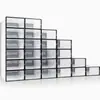 Caja de Zapatos Transparente de Plástico, Tamaño Pequeño con Puerta Magnética, a Prueba de Polvo, Marco Doble Reforzado, Gabinete de Almacenamiento Plegable para Zapatos de Entrada, Venta al por Mayor