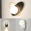 Lámpara de pared para sala de estar nórdica, moderna, minimalista, creativa y única, forma redonda, adecuada para escalera, pasillo, dormitorio, mesita de noche, luminaria de diseñador
