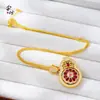 Pingente de Ouro com Areia de Pedra Preciosa em Formato de Cabaça com Flores Vazadas Esculpidas, Cravejado com Diamantes, Cobre Eletrodepositado com Filigrana, Corrente de Clavícula Vintage Banhada a Ouro, Versátil