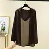 Nova Touca de Verão e Primavera Tamanho Grande Xale Tencel Fino Manga Longa Proteção Solar Conjunto Comprimento Médio Solto Simples Peça Externa