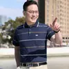Camisa polo casual de verano de manga corta fina con abertura, holgada, a rayas, con puntos, gris, de algodón para hombre, con cuello de solapa y cuello redondo, ropa