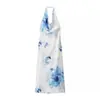 Vestido de tirantes estilo europeo y americano para mujer, primavera 2025, teñido tie-dye, cuello amplio, estilo swing 1141