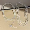Collar Colgante de Perlas Apiladas, Cadena Clavicular de Lujo Ligero Estilo Francés, Accesorio de Nicho de Alta Gama para Mujeres