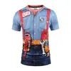 Estilo Nuevo de Verano 3D Europeo y Americano Manga Corta Ropa Formal para Hombre Falso Dos Piezas Estampado Digital Original Creativo Regalo Camiseta