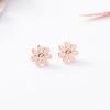 Pendientes de botón para mujer, estilo coreano, con diseño de flor fresca, elegantes y sencillos, con diseño de girasol, accesorios de acero de titanio chapados en oro rosa que combinan con todo.