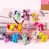 Decoraciones de Adornos para Pastel de Celebridad de Internet Unicornio Arcoíris Carrusel Pony Adornos Niña Princesa Mesa de Postres Enchufe