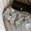 Anillo para el cabello de estilo Ballet con lazo de encaje plateado, tipo Intestino Grueso, para mujer, estilo Coreano, de alta calidad, sexy, para cabeza Maruko, diadema grande, accesorios para el cabello