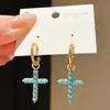 Pendientes de borla con cuentas de circón azul vintage, estilo retro francés, lujo ligero y sensación de alta gama