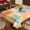 Nuevo mantel de PVC anti-quemaduras, mantel de mesa de centro de alta gama, mantel a cuadros retro americano, mantel impermeable y lavable