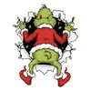 Navidad 3D Rompe Muros Decoración de Pared para el Hogar Pegatina de Pared PVC Autoadhesiva Monstruo Verde Grinch Dibujo Animado Pegatina de Pared Pegatina