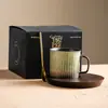 Horno de Fábrica Cambiar Patrón Vertical Taza de Café Cerámica Creativa Retro Nogal Plato Taza Traje Sentido del Diseño Taza de Té