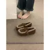 Mocassins Pelúcia Retro Fosco Estilo Floresta Outono e Inverno 2025 Quentes de Calçar Avó Sola Macia Birkenstock Sapatos de Algodão