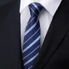 Corbata con cremallera formal de negocios para hombre, Corbata negra slim a rayas azules para novio, Corbata fácil de usar sin nudo