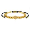 Explosiones Europeas y Americanas Pulsera de Titanio Cabeza de Leopardo con Acero Inoxidable Cuentas de Piña Cuerda de Mano Tejida Ajustable para Hombre Punk