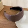 Faixa de cabelo de algodão e linho com bolinhas de aba larga, mesmo estilo de Zhang Ruonan, para mulheres, toque de alta qualidade, versátil para o dia a dia, para usar na rua, faixa de cabeça com esponja alta para o topo da cabeça