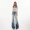 Novos jeans flare de cintura baixa estilo retrô americano com bom caimento, versáteis para primavera e verão, calças compridas disponíveis para atacado